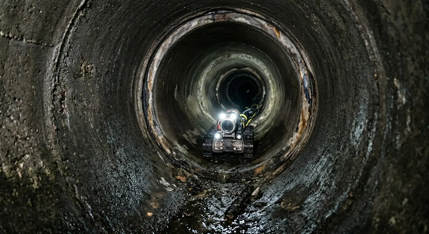 Robotic sewer camera inspecting pipe interior for Drain Snake Service in Cedar Park
